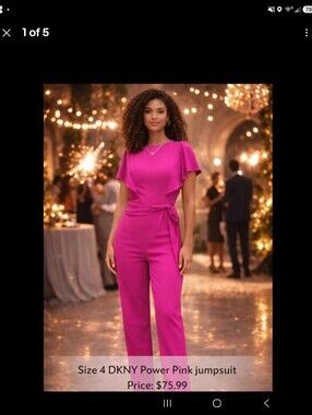 DKNY Fuchsia Maxi Dress with Tie Waist